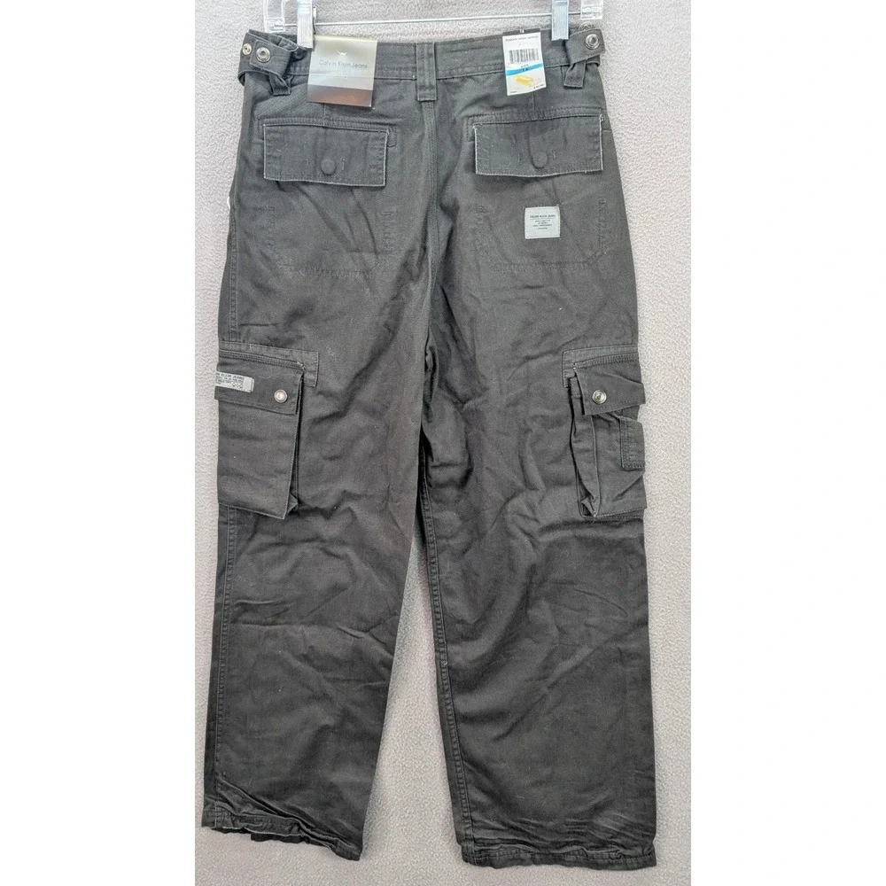 Calvin Klein Jeans Kids Size 16 Gun Metal Camouflage Cargo Pants Gorpcore NWT